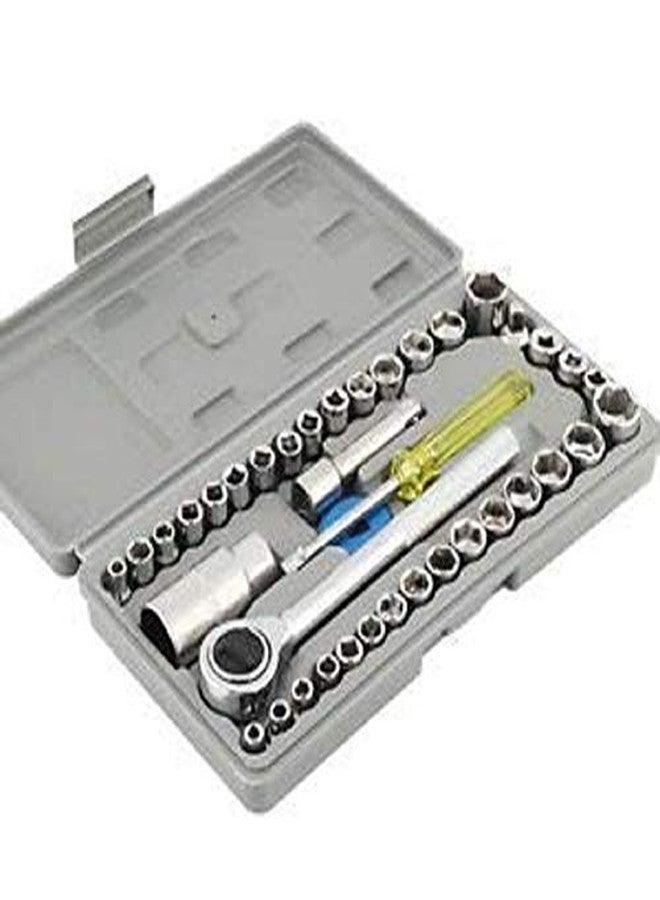 param Metal and Fiber Multi Purpose Combination Socket Wrench Hand Tool Kit Set -40 Pcs - Image 1